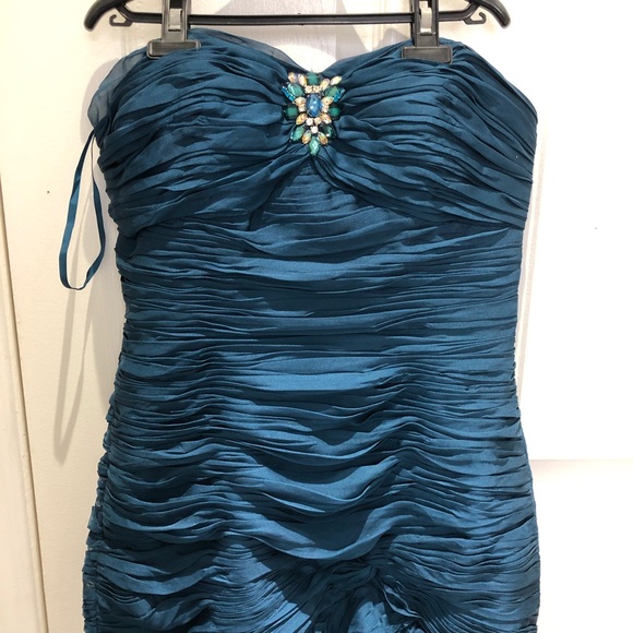 Dark teal strapless sweetheart neckline formal/prom dress - Picture 2 of 9